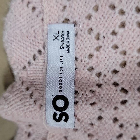 SO Size XL Juniors Light Pink Pointelle Wrap Front Sweater, NEW With Tag - Picture 14 of 16